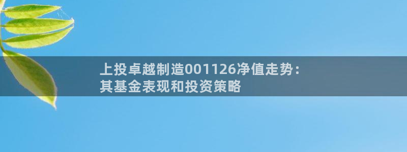 彩神v8手机客户端下载：上投卓越制造001126净值走势：
