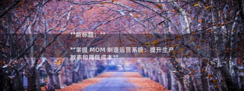 彩神8官网下：**新标题：**

**掌握 MOM 制造运营系统：提升生产
效率和降低成本**