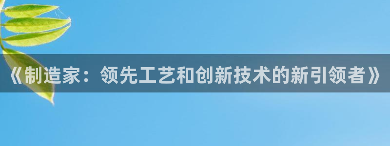 彩神vlll(中国)百度百科：《制造家：领先工艺和创新技术的新引领者》
