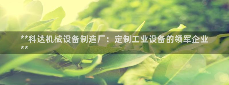 彩神viii是正规平台吗?：**科达机械设备制造厂：定制工业设备的领军企业
**