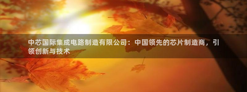 彩神v破解版：中芯国际集成电路制造有限公司：中国领先的芯片制造商，引
领创新与技术